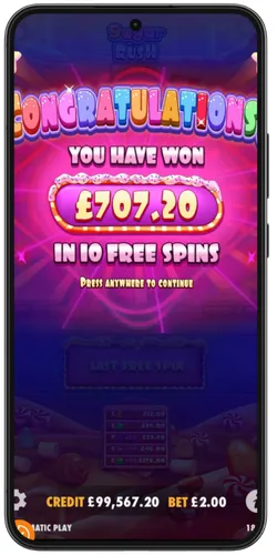 Sugar Rush 1000 win alert