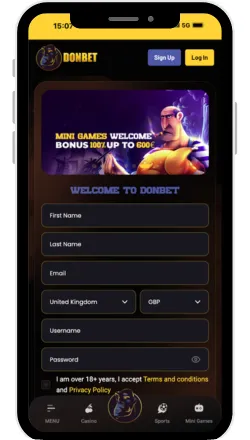 Complete the sign-up form donbet