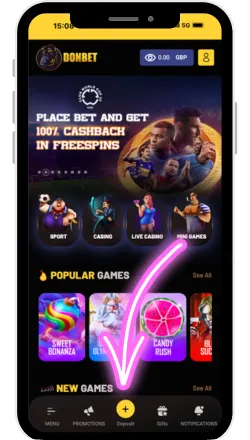 Deposit and claim bonus on DONBET